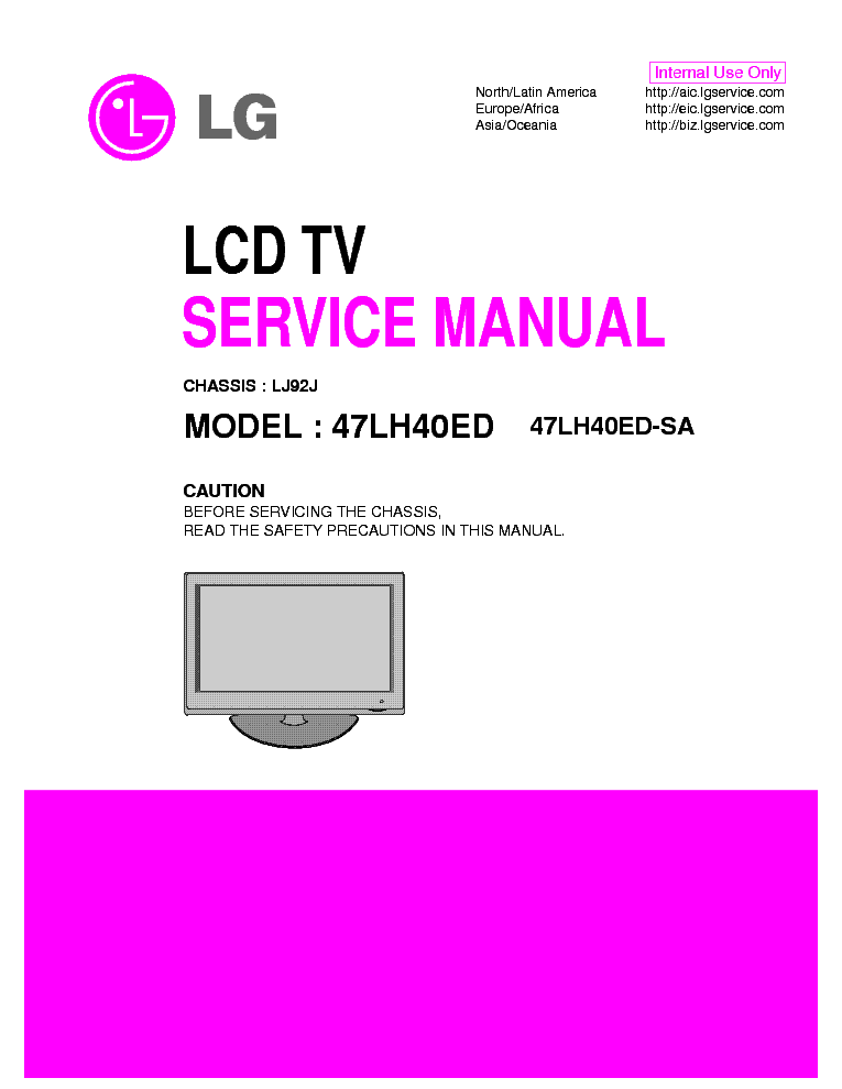 LG 47LH40ED[-SA] CHASSIS LJ92J service manual (1st page)